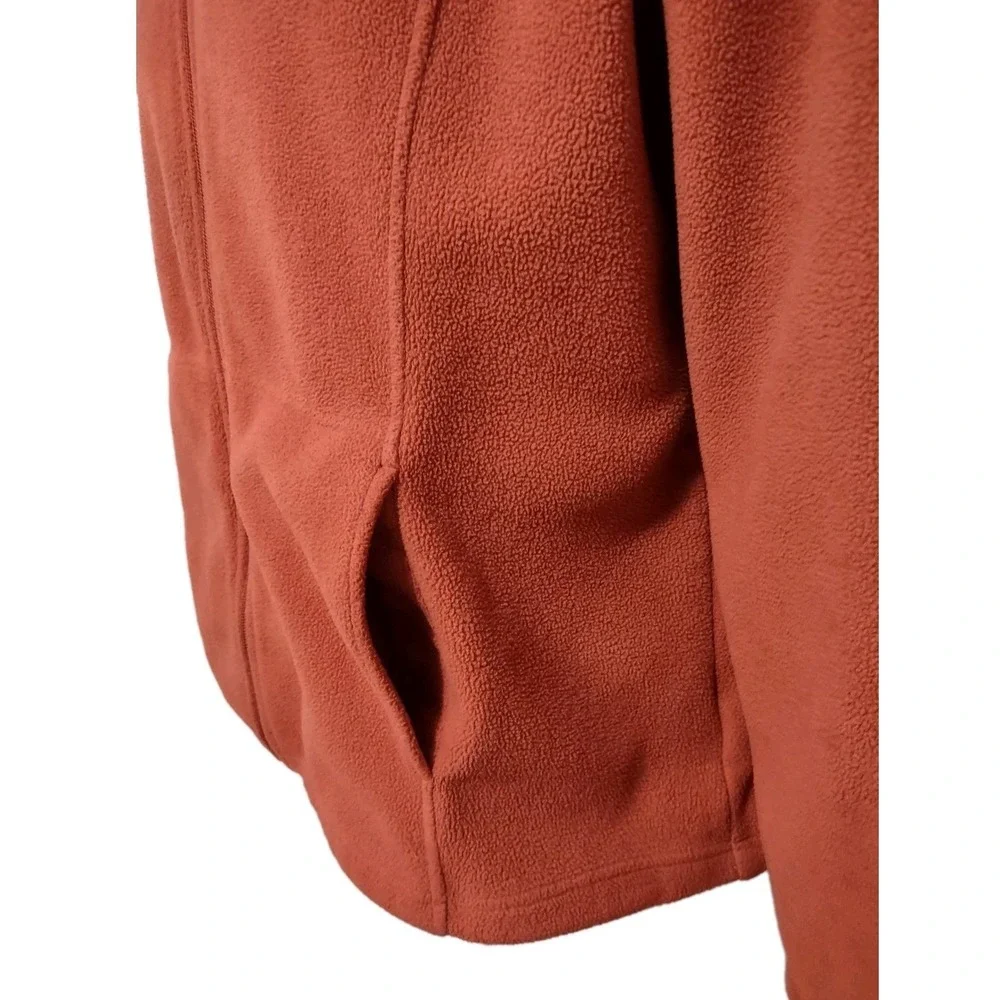Cabelas Fleece Jacket 2XL Mens Gorp Cabin Core Orange Full Zip Mock Neck Coat